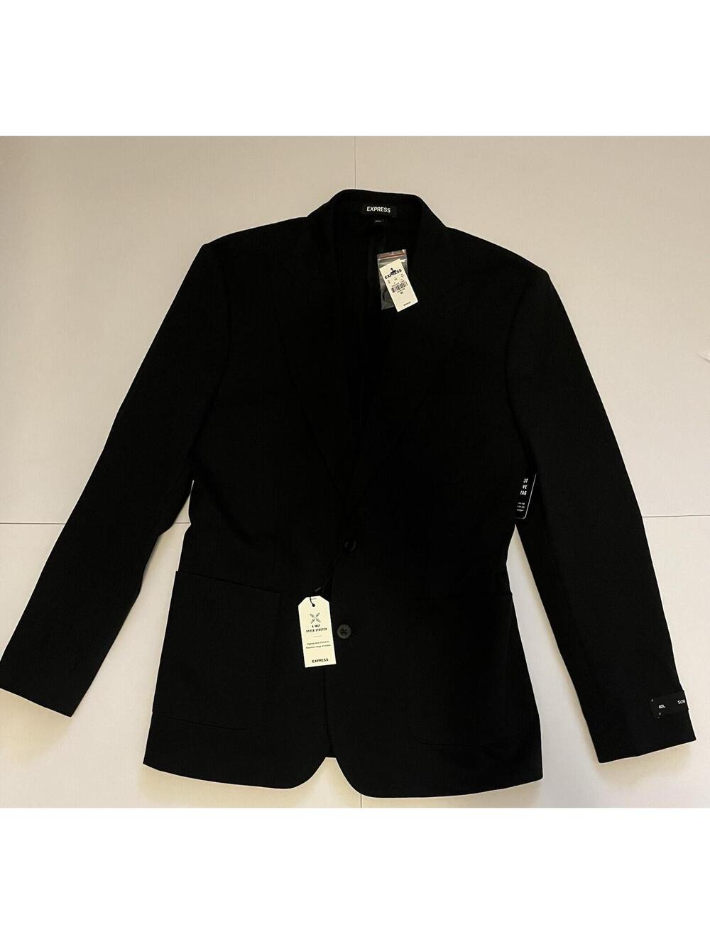 New Express Slim Charcoal Wool-Blend Modern Tech Suit Jacket 40R *Retail $298*